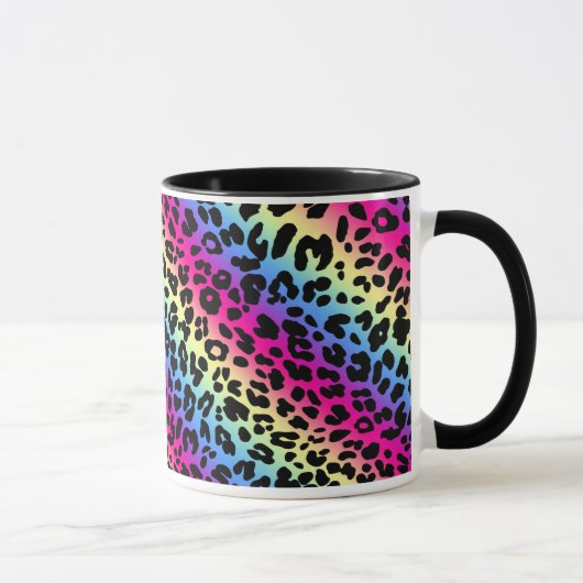 Neon Rainbow Leopard Pattern Print Mok (Rechts)