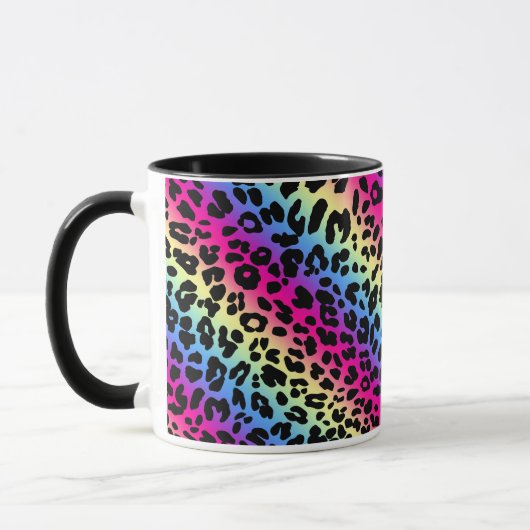 Neon Rainbow Leopard Pattern Print Mok (Links)
