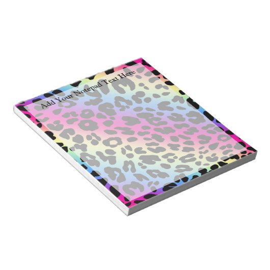 Neon Rainbow Leopard Pattern Print Notitieblok (Schuin)