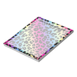 Neon Rainbow Leopard Pattern Print Notitieblok