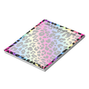 Neon Rainbow Leopard Pattern Print Notitieblok