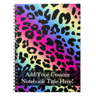 Neon Rainbow Leopard Pattern Print Notitieboek