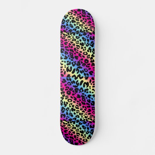 Neon Rainbow Leopard Pattern Print Persoonlijk Skateboard (Voorkant)