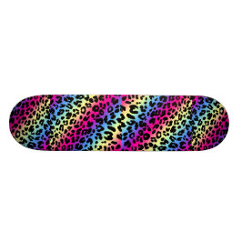 Neon Rainbow Leopard Pattern Print Persoonlijk Skateboard