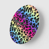 Neon Rainbow Leopard Pattern Print Ronde Klok (Hoek)
