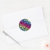 Neon Rainbow Leopard Pattern Print Ronde Sticker (Envelop)