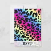 Neon Rainbow Leopard Pattern Print RSVP Kaartje (Voorkant)