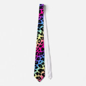 Neon Rainbow Leopard Pattern Print Stropdas (Voorkant)