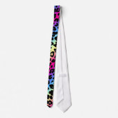 Neon Rainbow Leopard Pattern Print Stropdas (Achterkant)