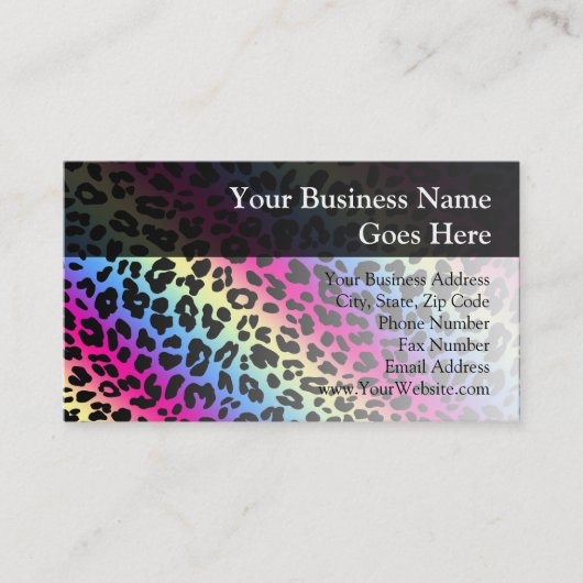 Neon Rainbow Leopard Pattern Print Visitekaartje (Voorkant)