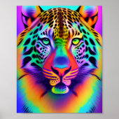 Neon Rainbow Leopard Poster (Voorkant)