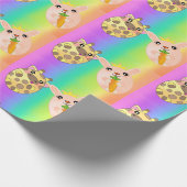 Neon Rainbow Light Giraffe Bunny Animal Cute Cadeaupapier (Hoek)
