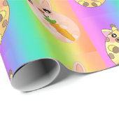 Neon Rainbow Light Giraffe Bunny Animal Cute Cadeaupapier (Rol Hoek)