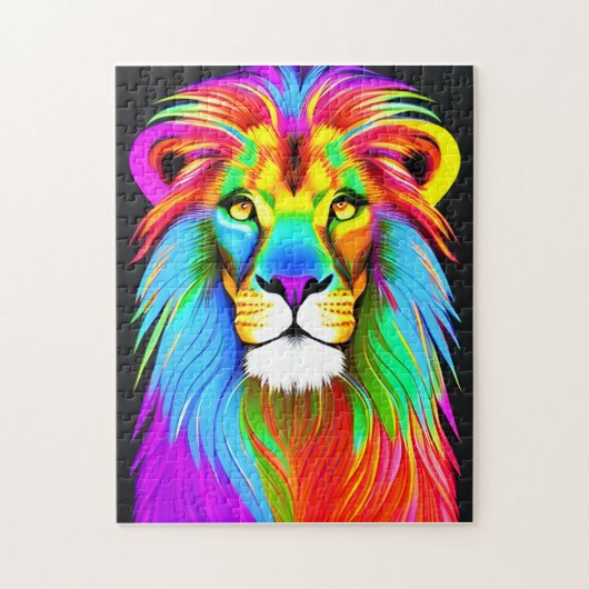Neon Rainbow Lion Legpuzzel (Verticaal)