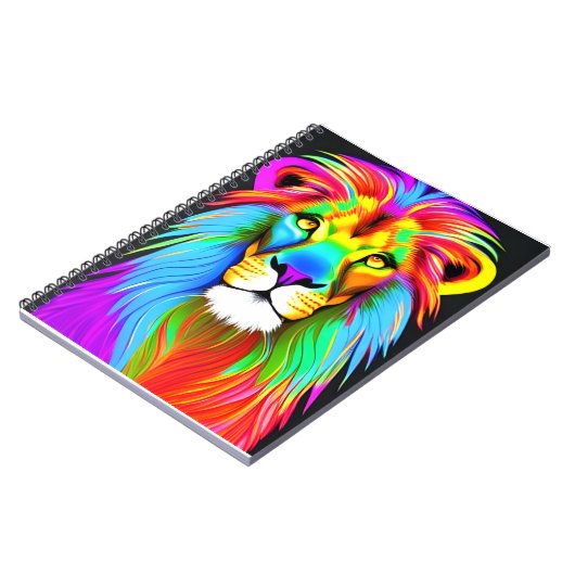 Neon Rainbow Lion Notitieboek (Linkerzijde)