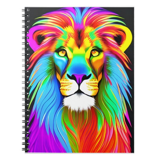 Neon Rainbow Lion Notitieboek (Voorkant)