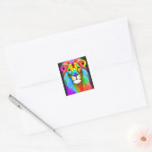 Neon Rainbow Lion Vierkante Sticker (Envelop)
