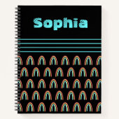 Neon Rainbow Monogram Black Notitieboek (Voorkant)