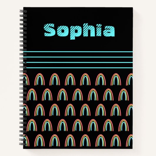 Neon Rainbow Monogram Black Notitieboek (Voorkant)
