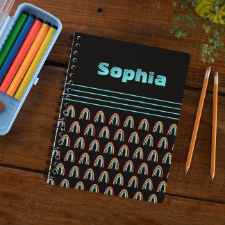 Neon Rainbow Monogram Black Notitieboek