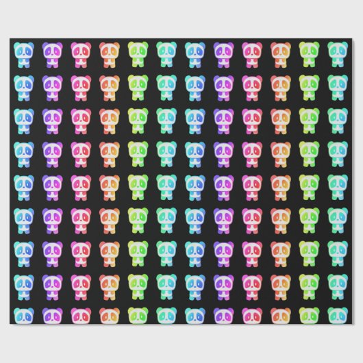 Neon Rainbow Pandas Cadeaupapier (Vlak)