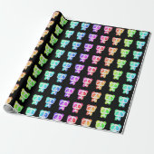 Neon Rainbow Pandas Cadeaupapier (Uitgerold)