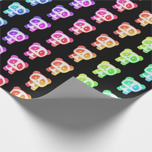 Neon Rainbow Pandas Cadeaupapier (Hoek)