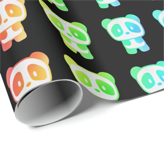 Neon Rainbow Pandas Cadeaupapier (Rol Hoek)