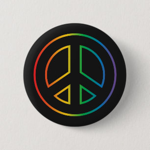 Neon Rainbow Peace Sign Ronde Button 5,7 Cm