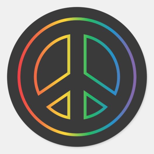 Neon Rainbow Peace Sign Ronde Sticker (Voorkant)