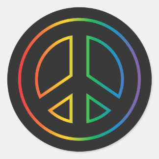 Neon Rainbow Peace Sign Ronde Sticker
