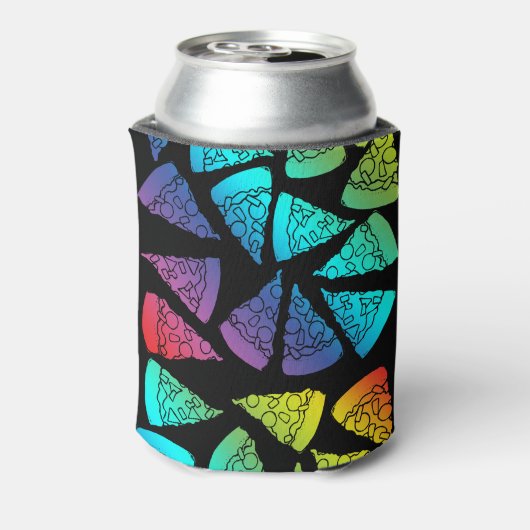 Neon Rainbow Pizza Lover Blikjeskoeler (Blikje Achterkant)