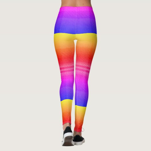 Neon Rainbow Plaid Gradient Block Print Leggings (Achterkant)