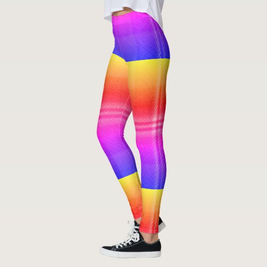 Neon Rainbow Plaid Gradient Block Print Leggings (Links)