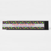 Neon Rainbow Polka Dots Bureau Naambordje (Voorkant)