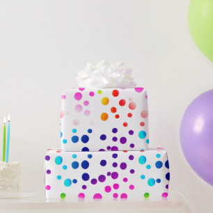 Neon Rainbow Polka Dots Cadeaupapier