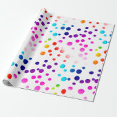 Neon Rainbow Polka Dots Cadeaupapier (Uitgerold)
