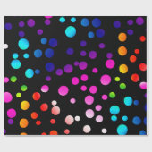 Neon Rainbow Polka Dots on Black Cadeaupapier (Vlak)