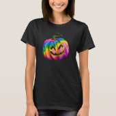 Neon Rainbow Pumpkin Halloween T-shirt (Voorkant)