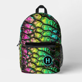 Neon Rainbow Reptile Snake Monogram Bedrukte Rugzak