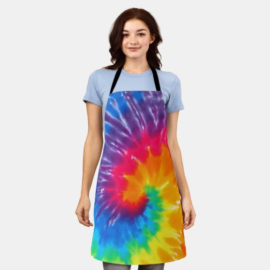 Neon Rainbow Retro Tie Dye Design Schort (Gedragen)