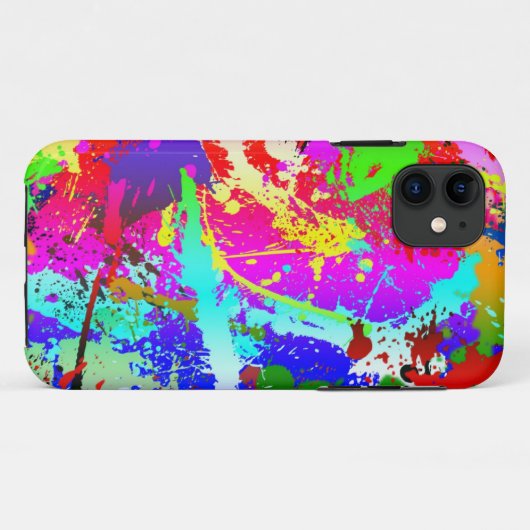 Neon Rainbow Splatter Case-Mate iPhone Case (Achterkant (horizontaal))