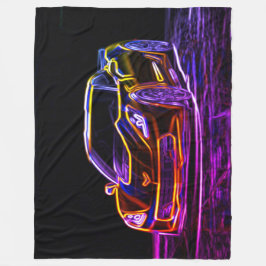 Neon Rainbow Sports Car Graffiti Art Fleece Deken