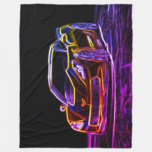 Neon Rainbow Sports Car Graffiti Art Fleece Deken (Voorkant)