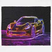 Neon Rainbow Sports Car Graffiti Art Fleece Deken (Voorkant (Horizontaal))