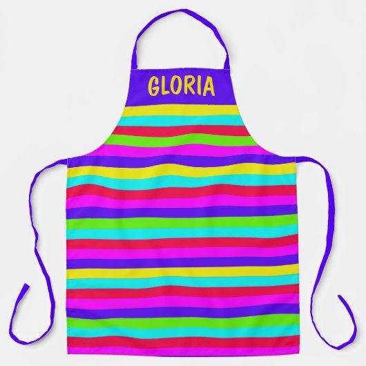 Neon Rainbow Stripe Custom Schort (Voorkant)