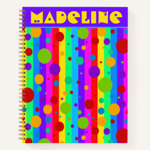Neon Rainbow Stripe en Polka Dot Custom Notitieboek