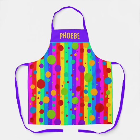 Neon Rainbow Stripe en Polka Dot Custom Schort (Voorkant)