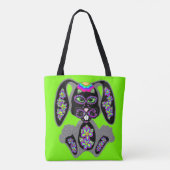 Neon Rainbow Sugar Skull Bunny Tote Bag (Achterkant)