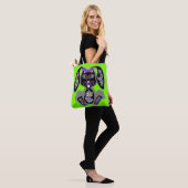 Neon Rainbow Sugar Skull Bunny Tote Bag (Op model)